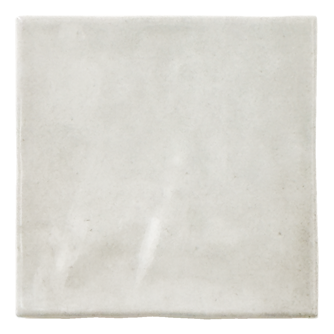 Ariel view of a single 4x4 grey glossy textured tile. 